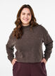 Knitted blouse with organic cotton and merino wool, Brown, Model image number 0