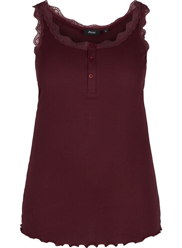 Ribbed tank top with lace and buttons, Port Royal, Packshot image number 0