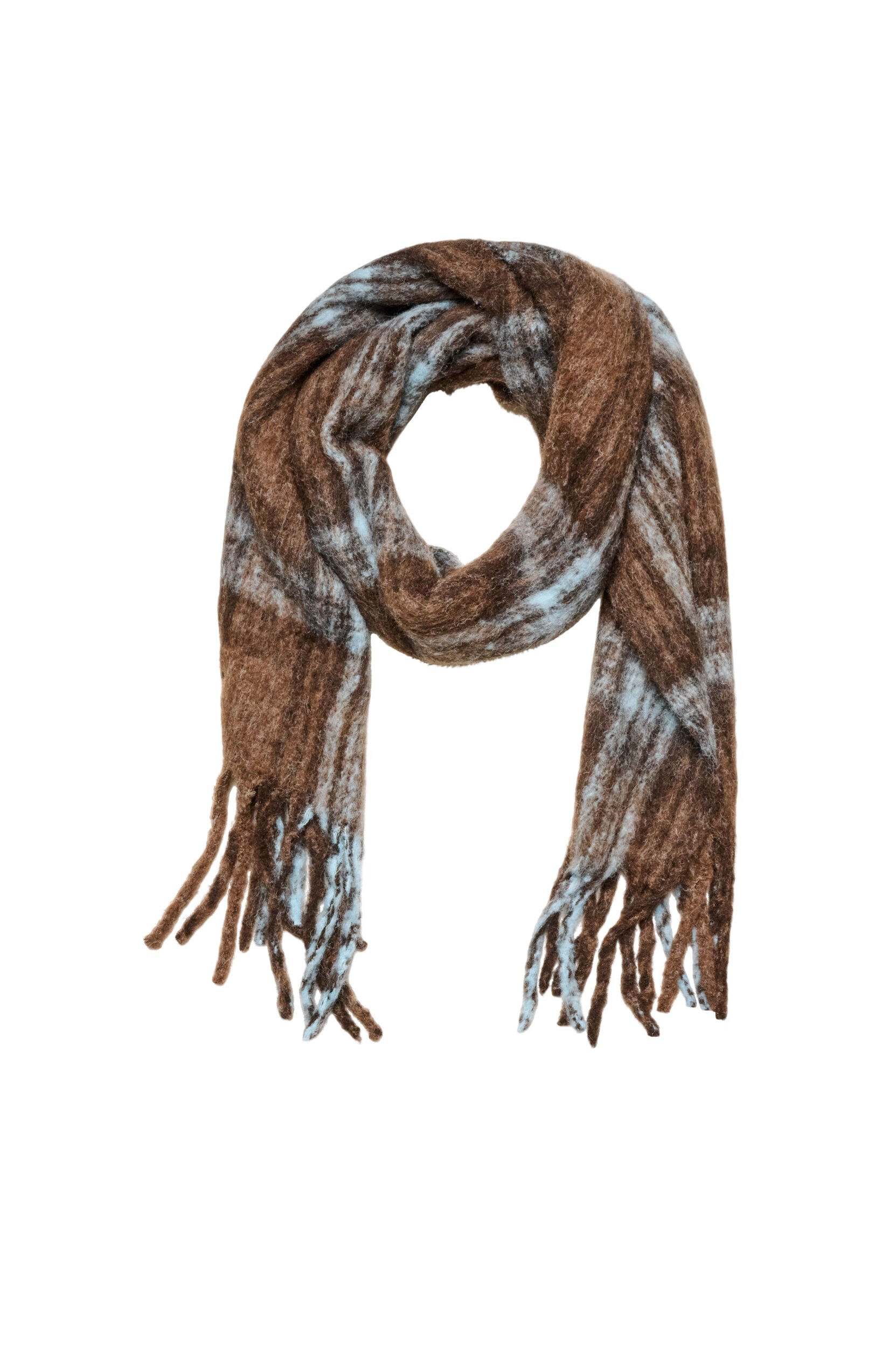 ZizzifashionSoft scarf with fringes, Brown, Packshot image number 0