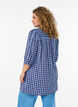 Tunic with gingham check and ruffle collar, Blue, Model image number 1