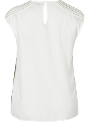 Short-sleeved blouse in viscose, Bright White, Packshot image number 1