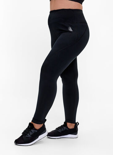 Training tights with fleece lining, Black, Model image number 0