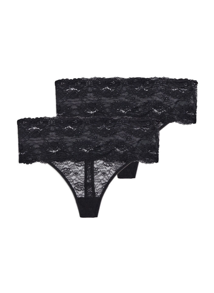 	 2-pack thong, Black, Packshot image number 0