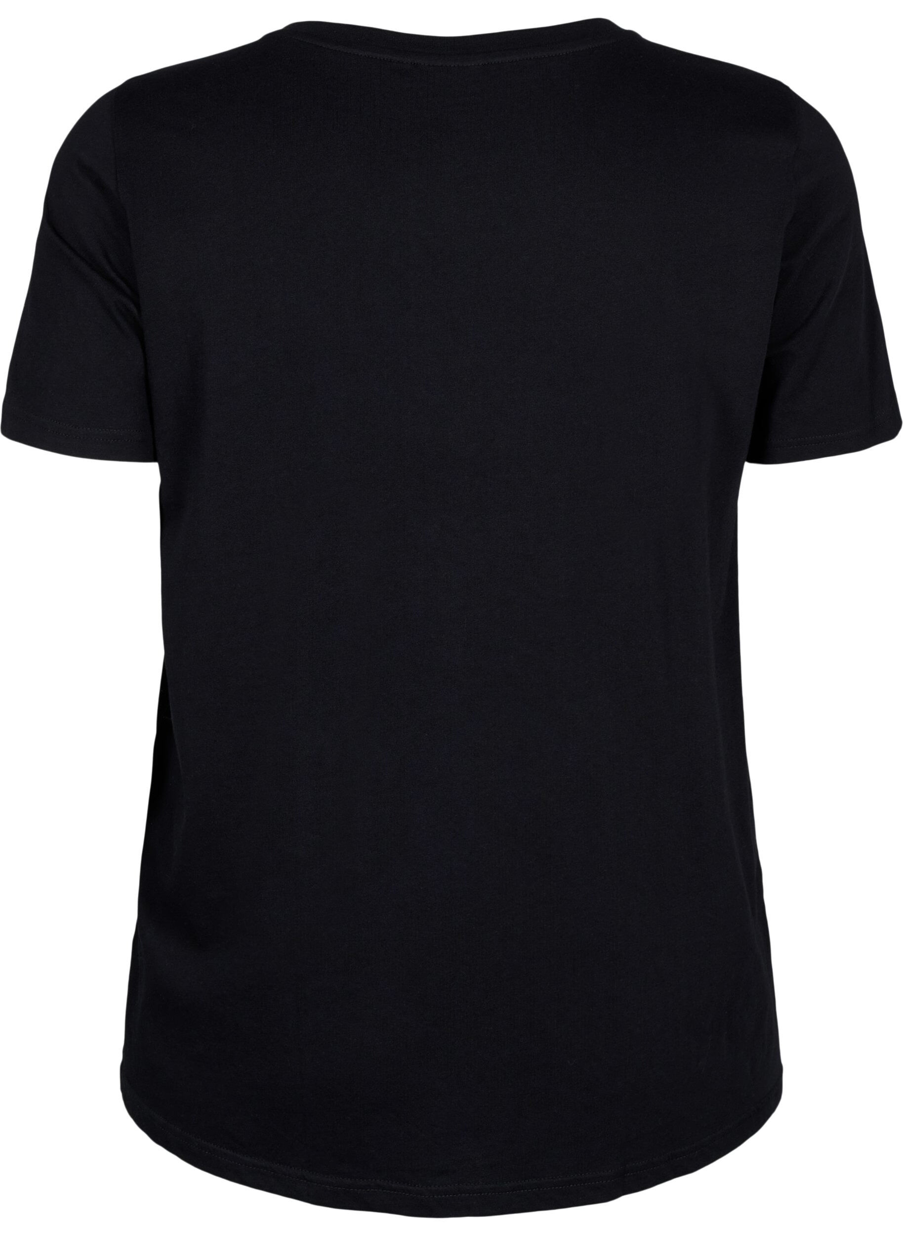 Zizzifashion T-shirt with text motif, Black W. Black, Packshot image number 1