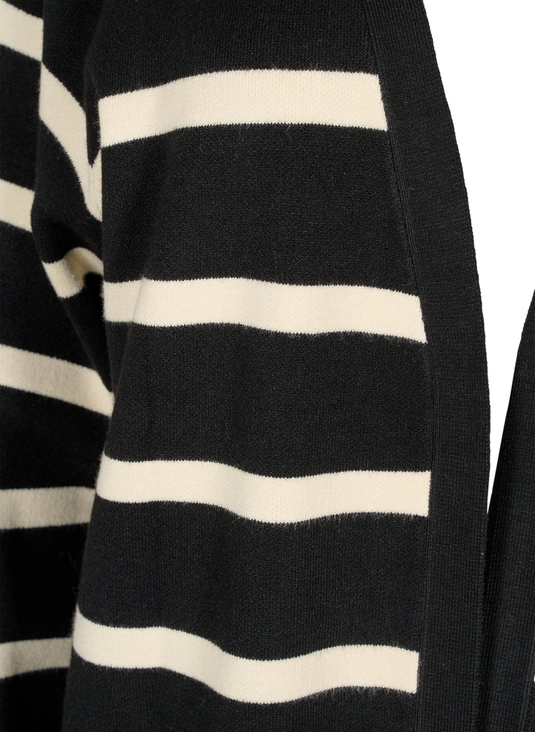 Zizzifashion Striped knit cardigan in viscose blend, Black w. Birch, Packshot image number 2