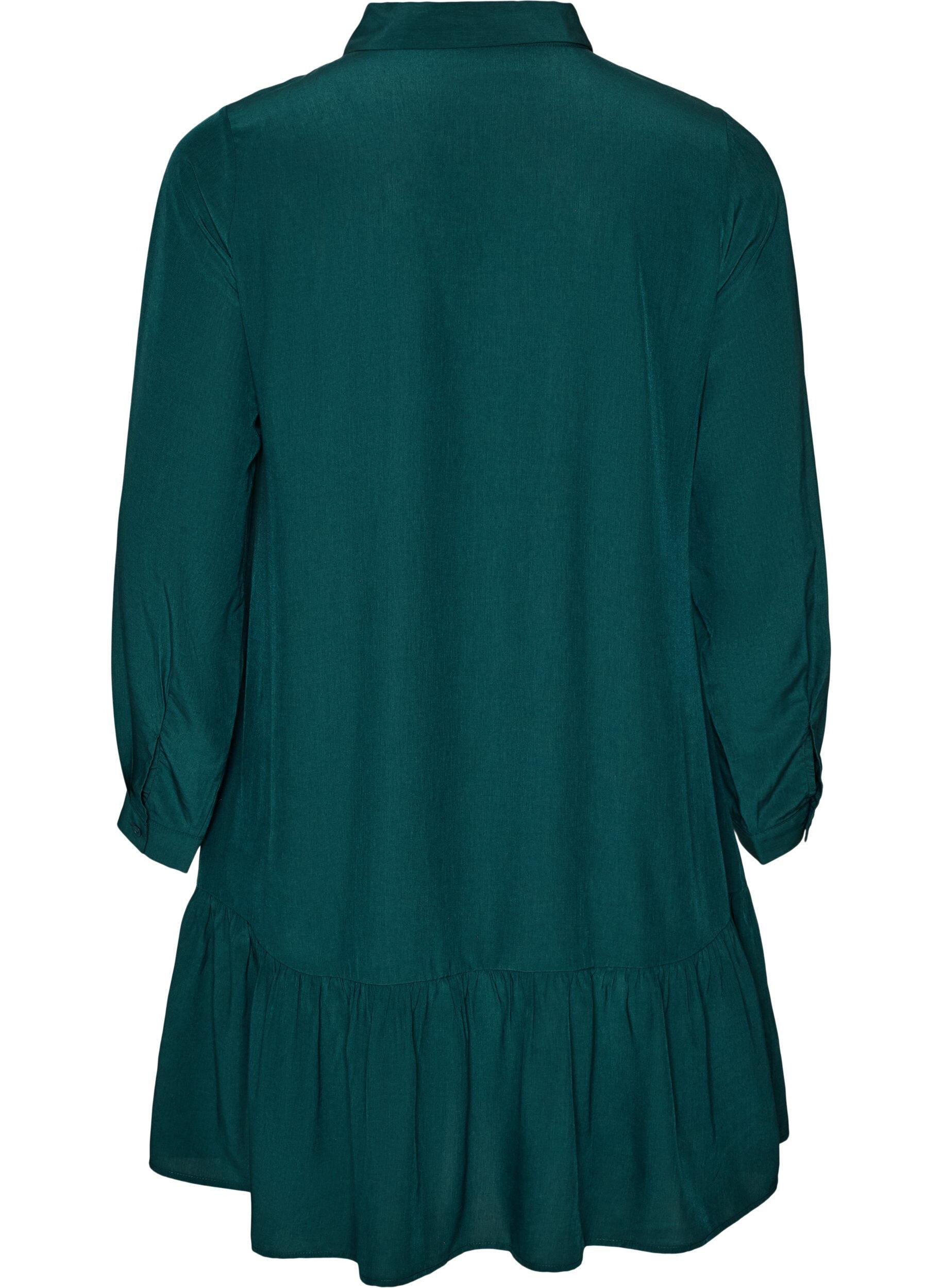 ZizzifashionShort shirt dress with ruffle tier, Green, Packshot image number 1
