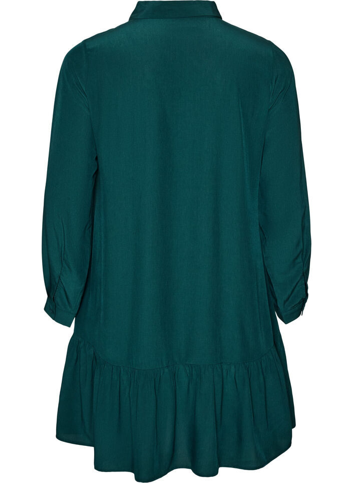 Short shirt dress with ruffle tier, Green, Packshot image number 1