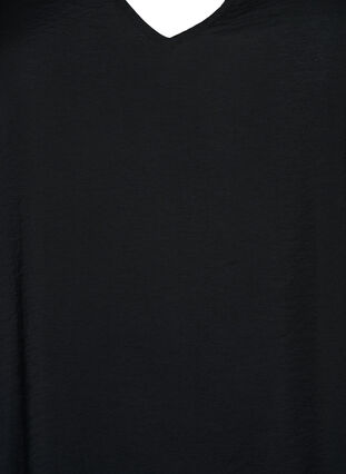 Short-sleeved viscose blouse with v-neck, Black, Packshot image number 2