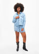 Short denim jacket with distressing details, Light Blue Denim, Model image number 2