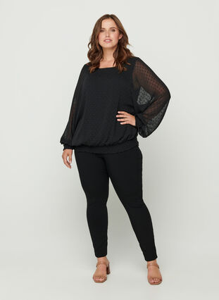 Elasticated leggings with back pockets, Black, Model image number 1