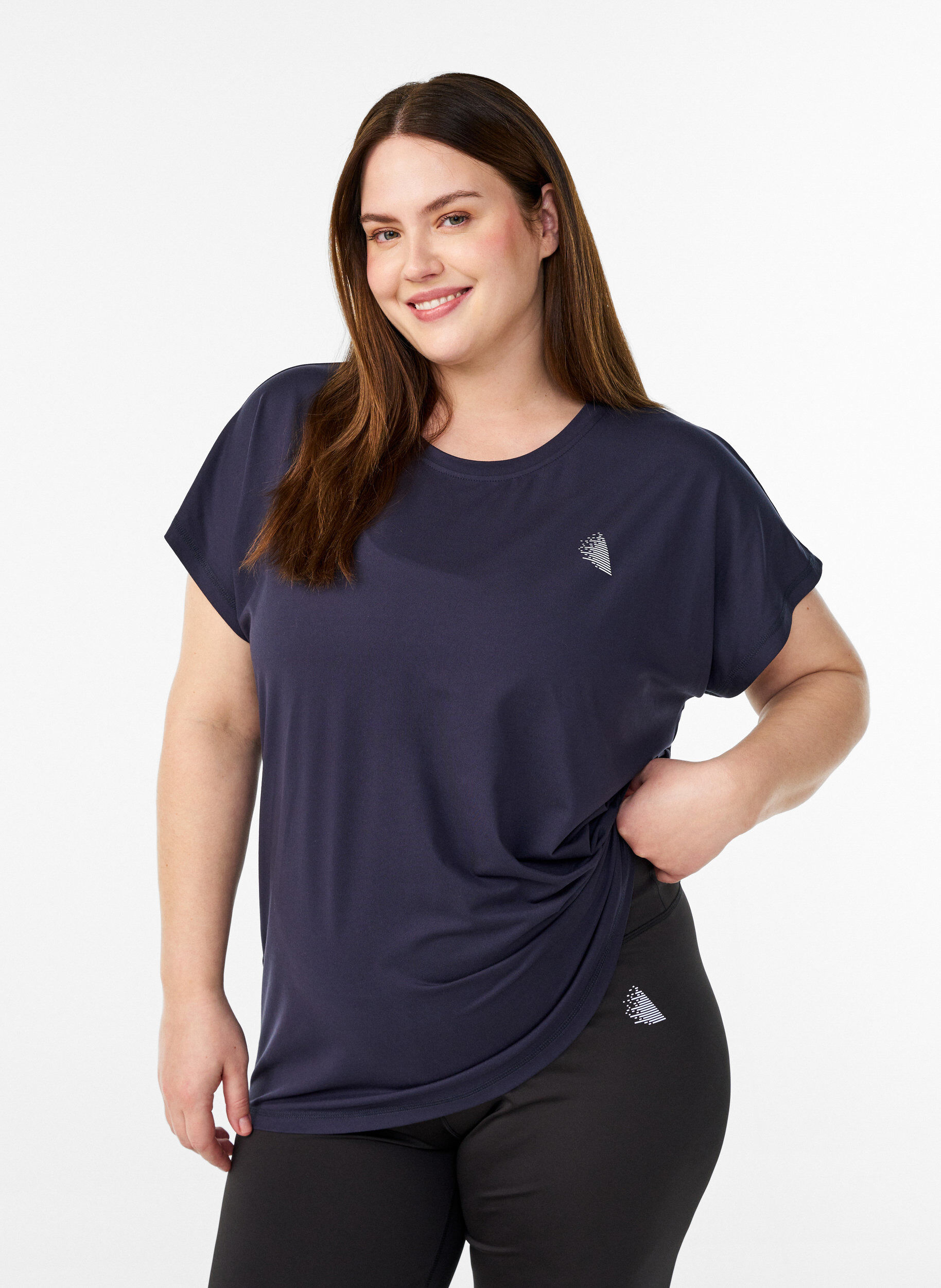 Solid-coloured training T-shirt, Blue, Model