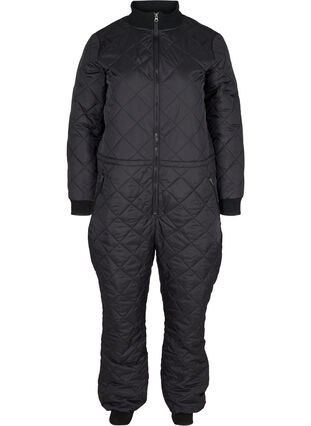 Quilted thermal ski suit with adjustable drawstring, Black, Packshot image number 0