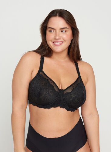 Figa underwired bra with lace back, Black, Model image number 0