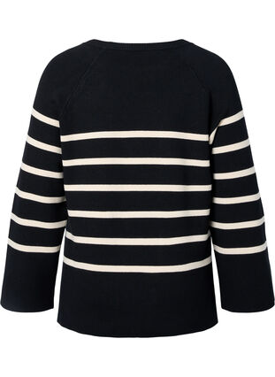Striped Viscose Sweater, Black/Sandshell S., Packshot image number 1
