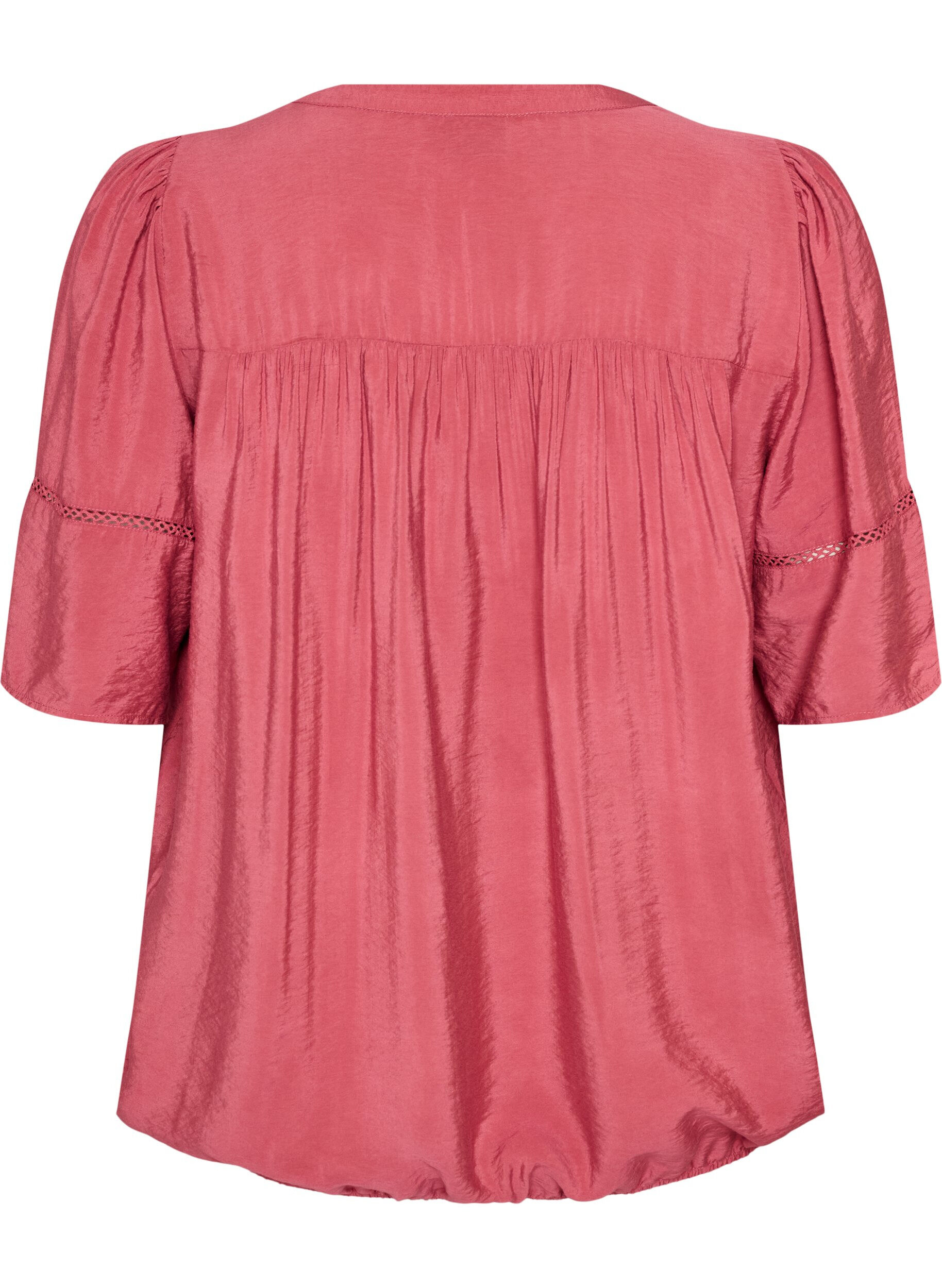 ZizzifashionViscose blouse with pintucks and balloon effect, Rose, Packshot image number 1