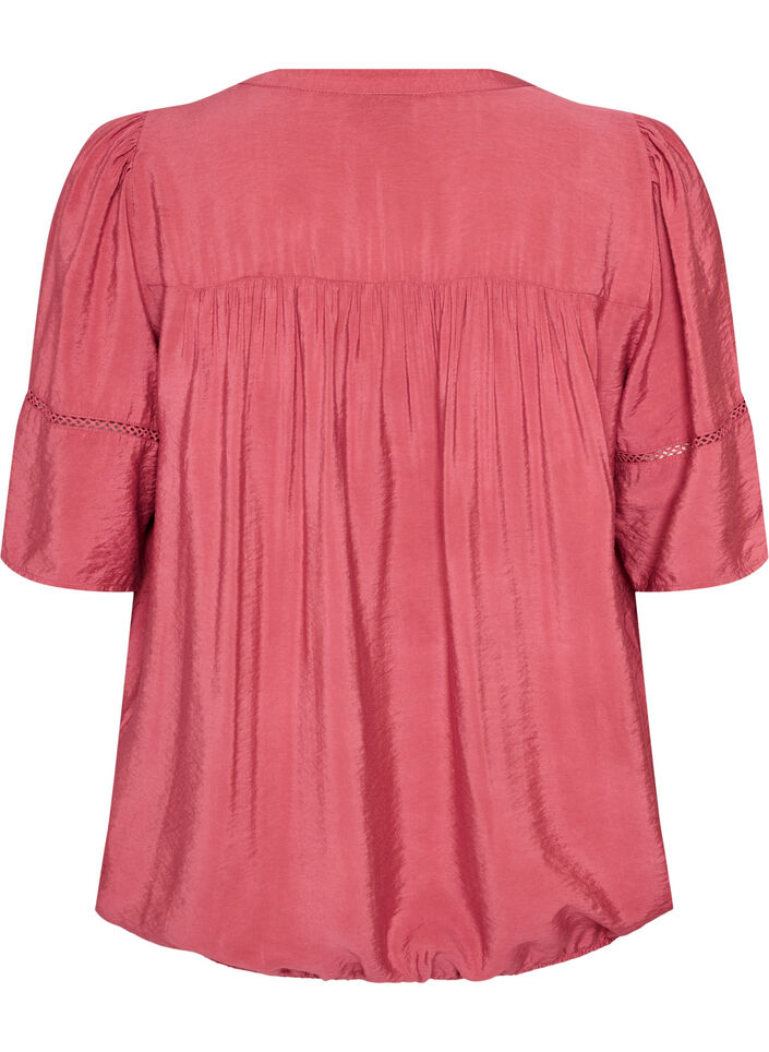 Viscose blouse with pintucks and balloon effect, Rose, Packshot image number 1