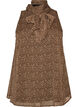 High-neck sleeveless blouse with a bow, Brown, Packshot image number 0