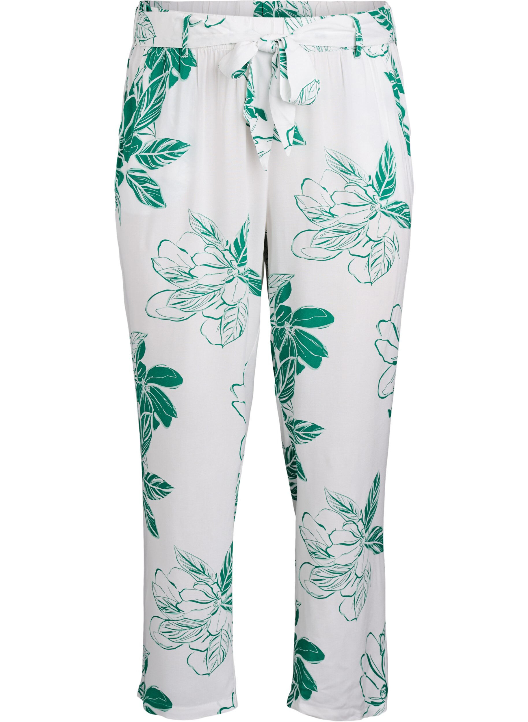 Zizzifashion High-waisted viscose trousers, Green, Packshot image number 0