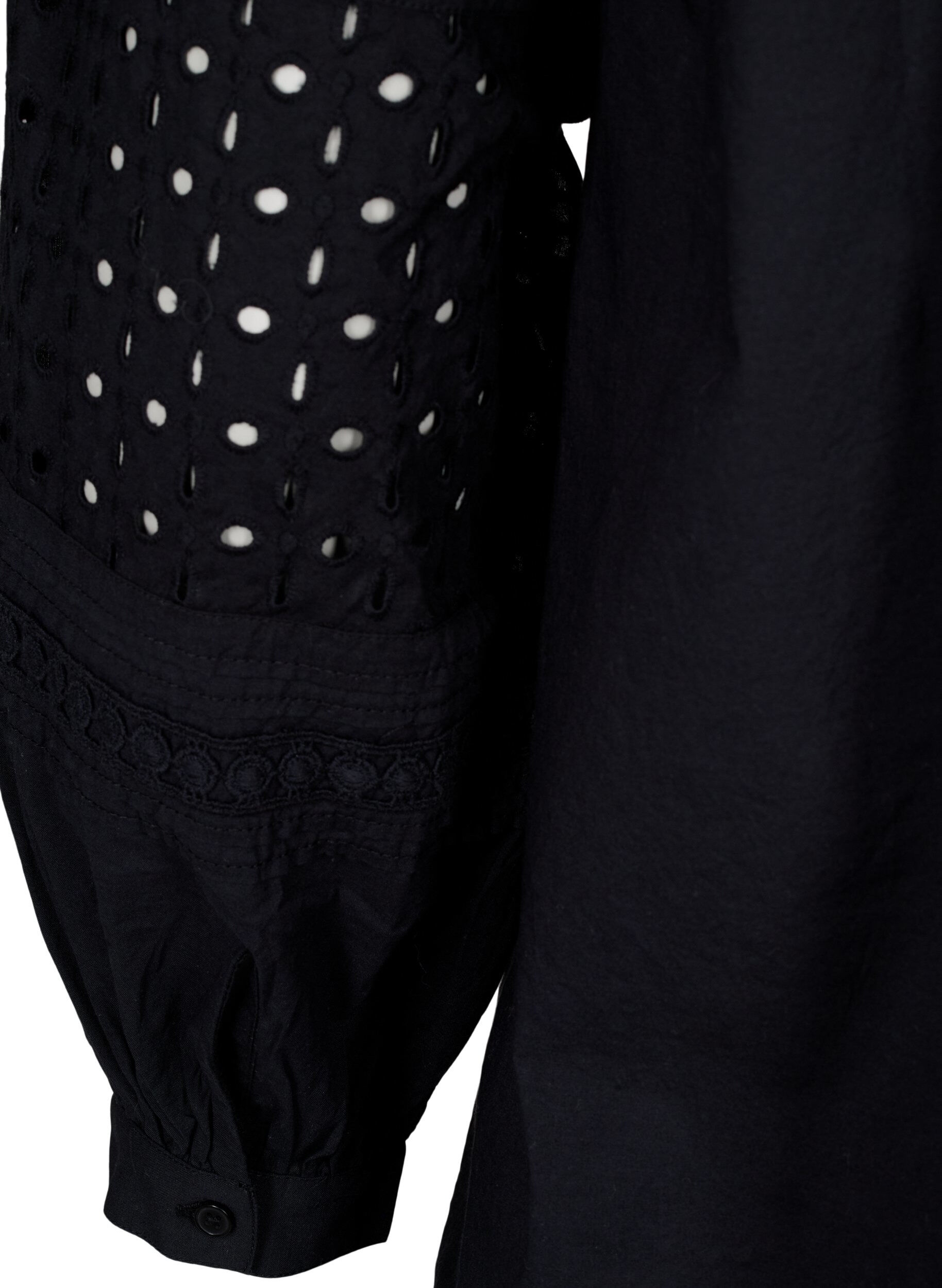 Zizzifashion Long sleeve blouse with decorative details, Black, Packshot image number 3
