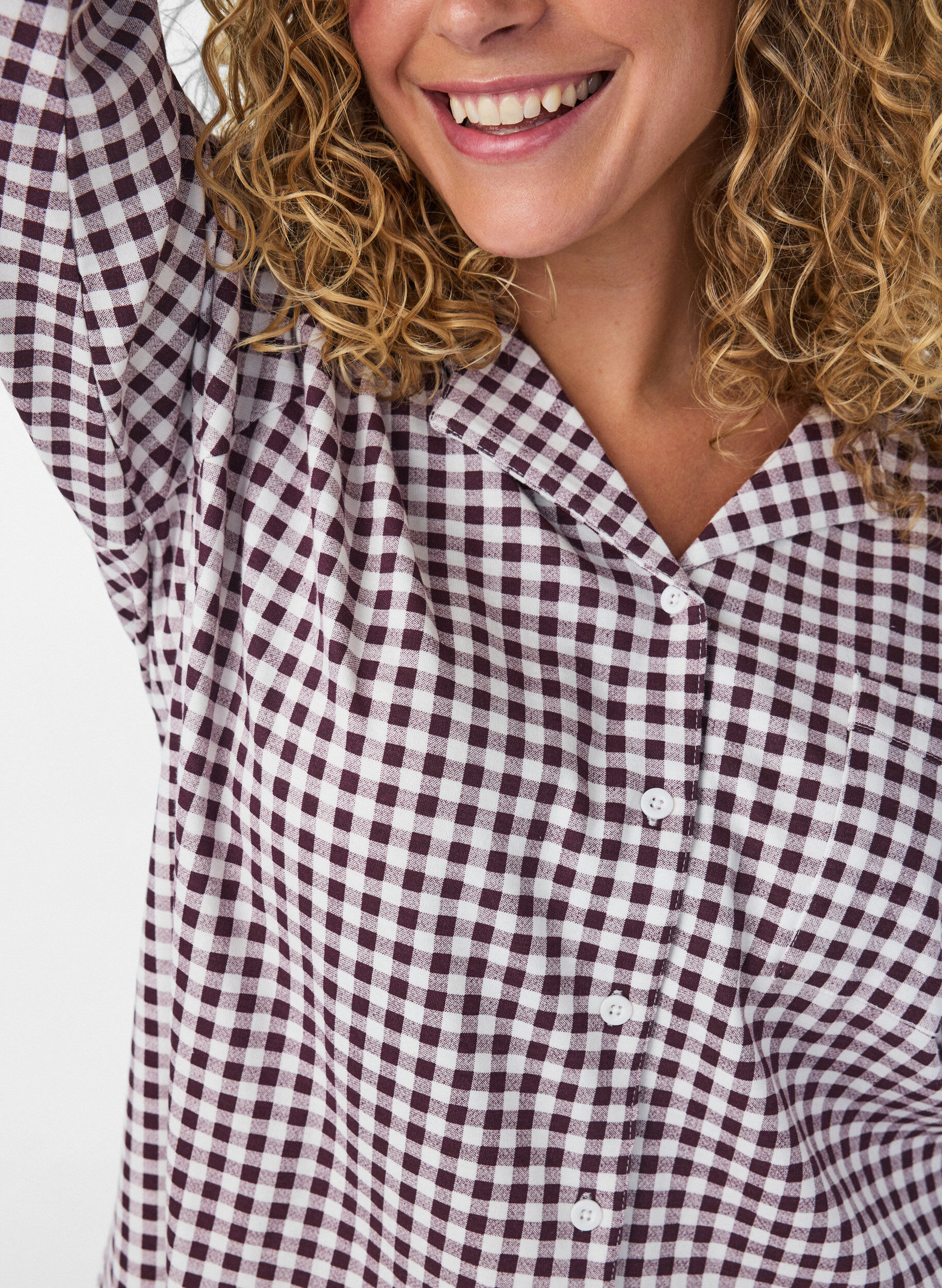 ZizzifashionCotton pyjama shirt with chest pocket, Red, Model image number 3