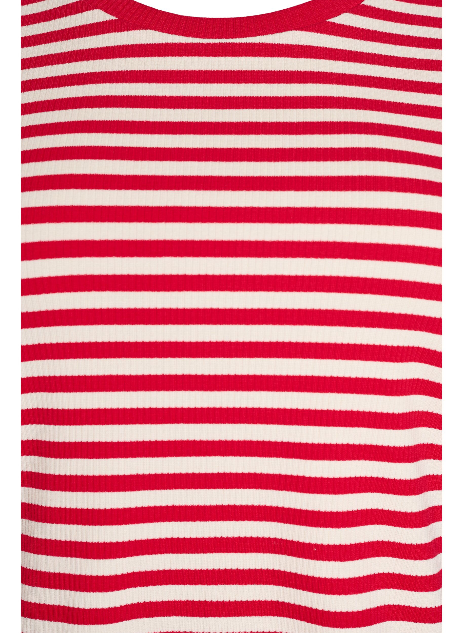 Zizzifashion Striped T-shirt with ribbed texture, Red, Packshot image number 2