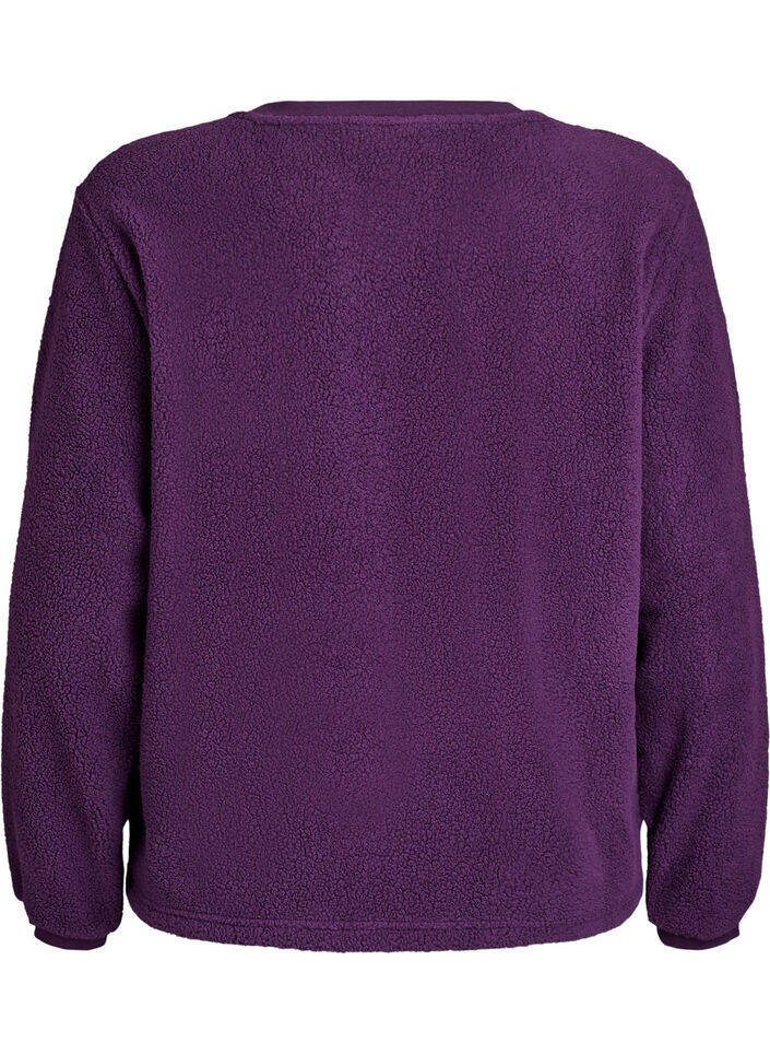 Soft teddy fleece sweater, Purple, Packshot image number 1