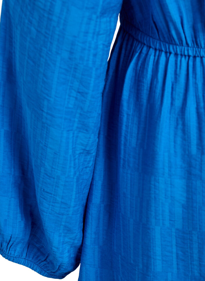 Short textured dress with wrap look, Blue, Packshot image number 3
