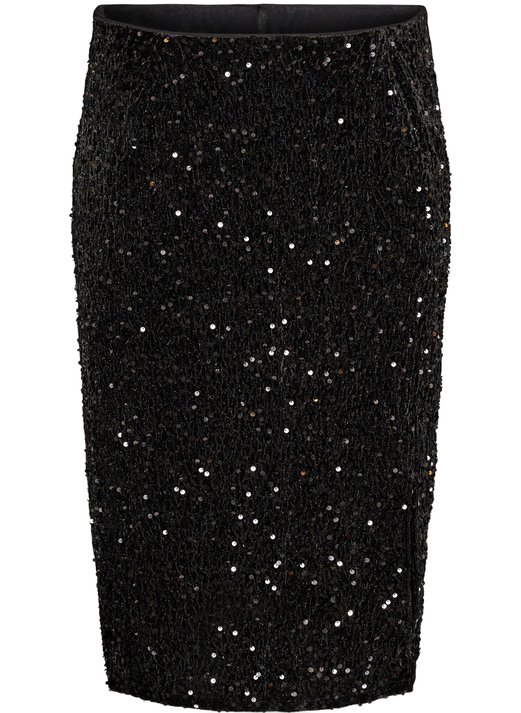 Midi skirt with sequins and slits