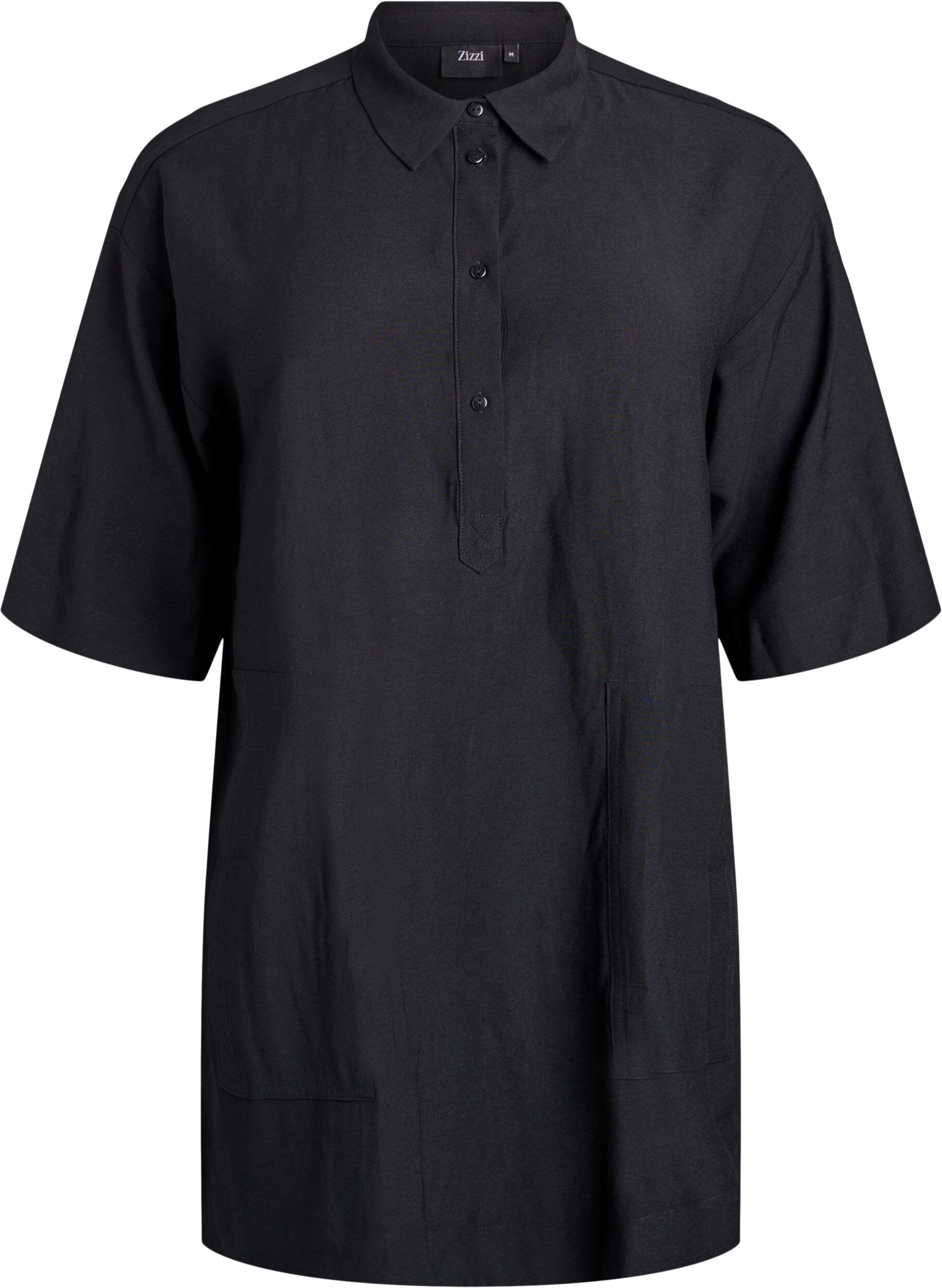 Tunic in viscose with pockets and collar