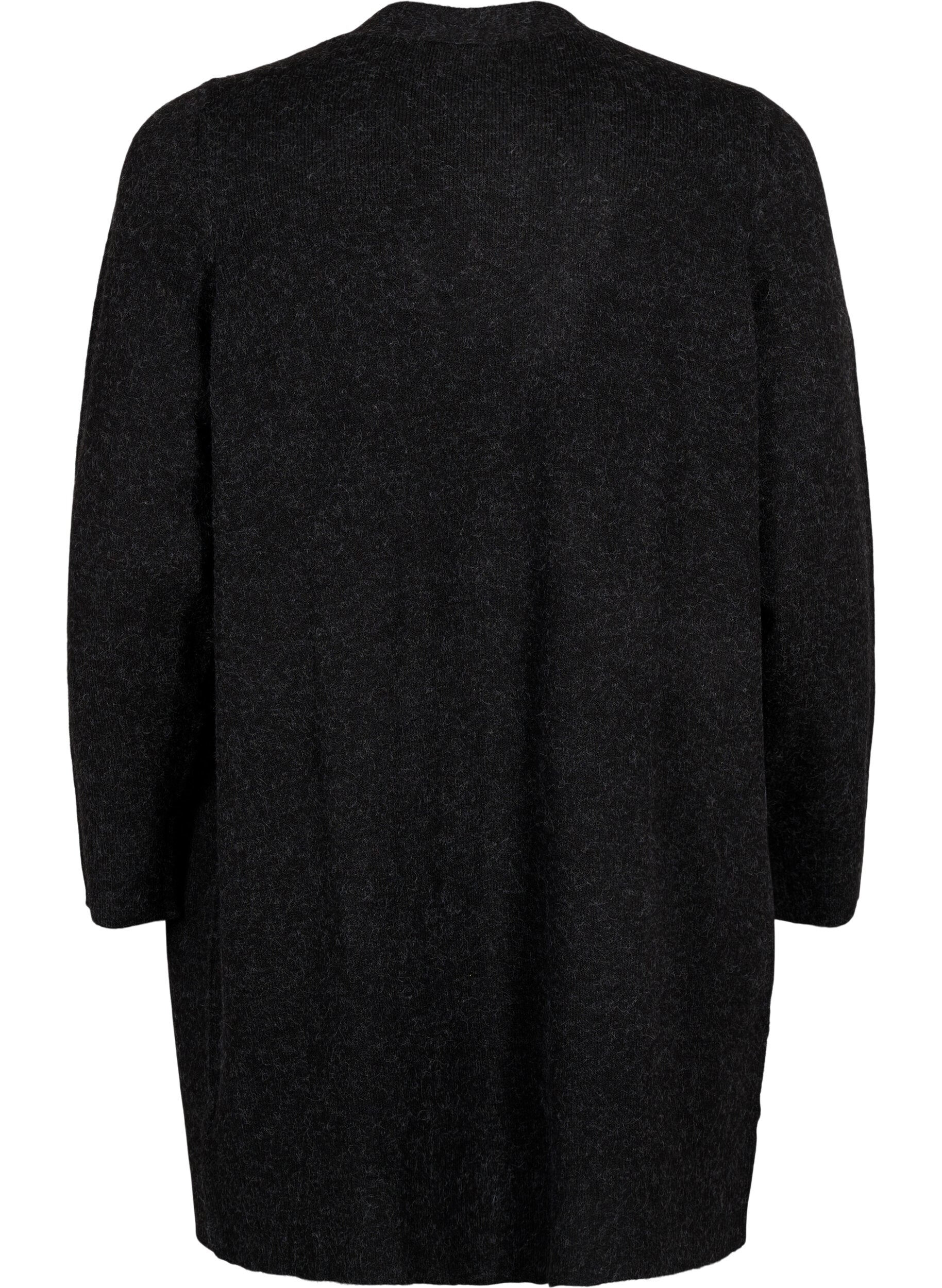 Zizzifashion Long open front cardigan, Dark Grey Melange, Packshot image number 1