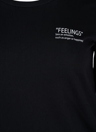 Cotton sweatshirt with text print, Black, Packshot image number 2
