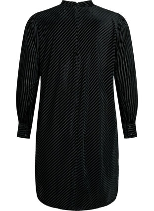 Textured dress in velour, Black, Packshot image number 1