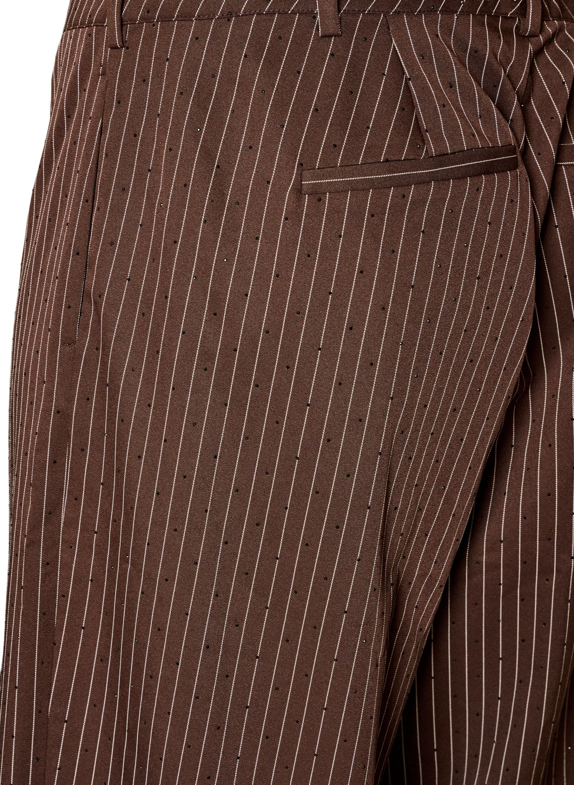ZizzifashionPinstripe trousers with rhinestones and wide legs, Brown, Packshot image number 3
