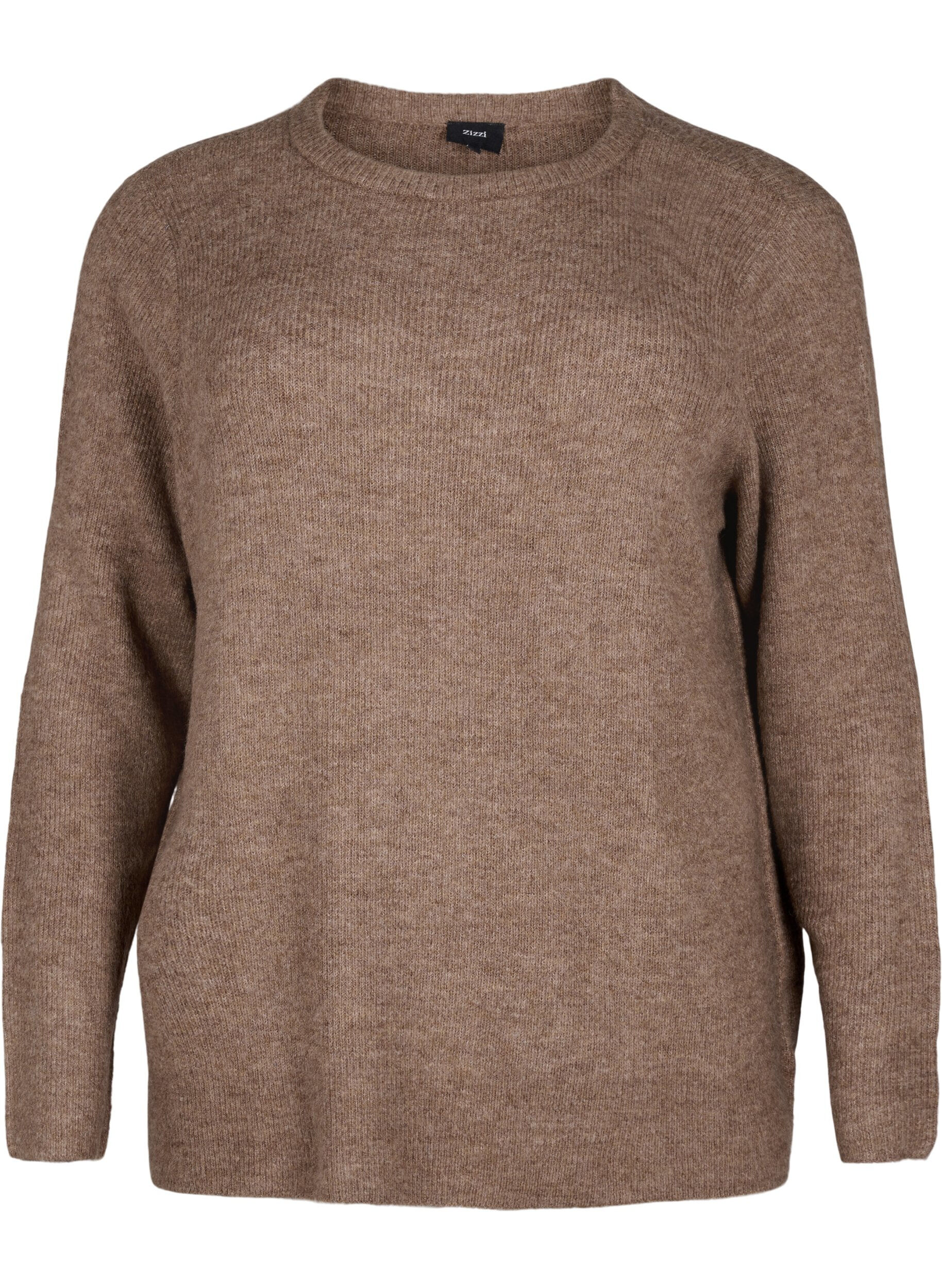 Zizzifashion Melange sweater with round neck	, Caribou Mel., Packshot image number 0