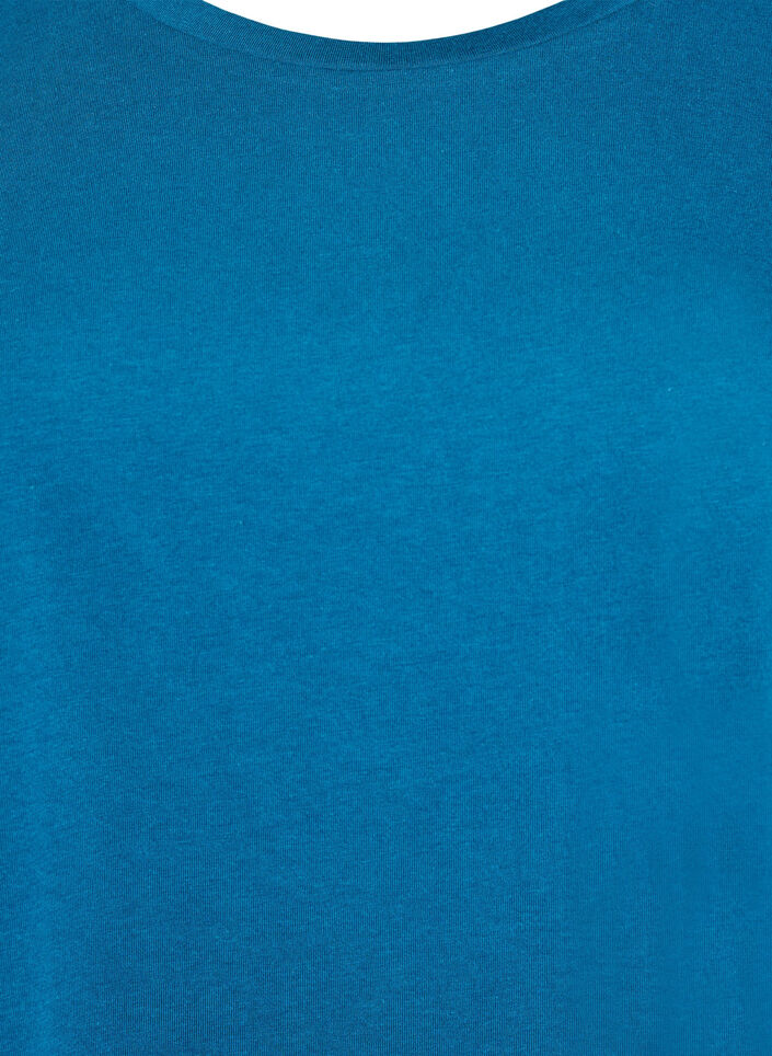 Short-sleeved cotton blend t-shirt, Petrol, Packshot image number 2