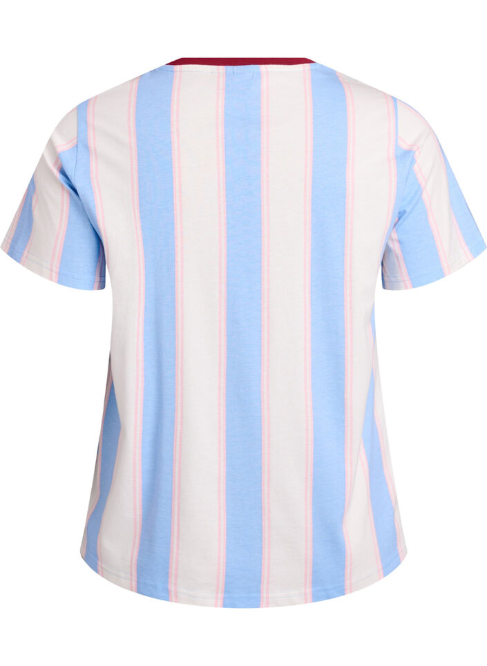 T-shirt with stripes and text print, Blue, Packshot image number 1