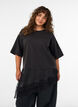 Jersey blouse with a layered look and lace, Black, Model image number 0