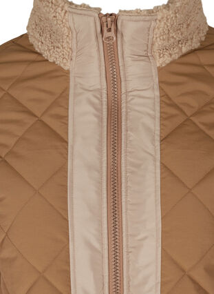 Quilted teddy jacket with pockets, Tobacco Brown Comb, Packshot image number 2