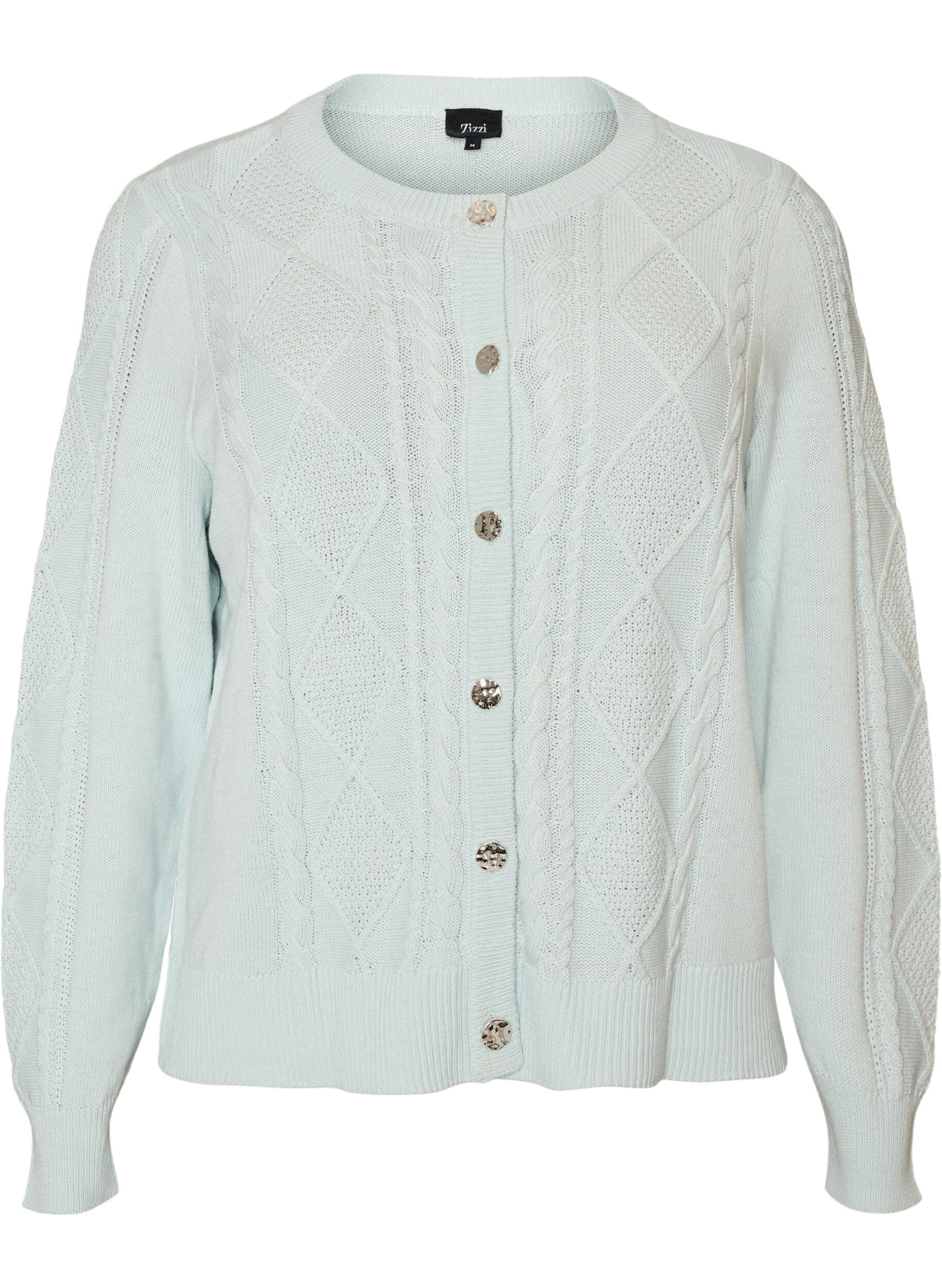 Cable-knit cardigan with decorative buttons