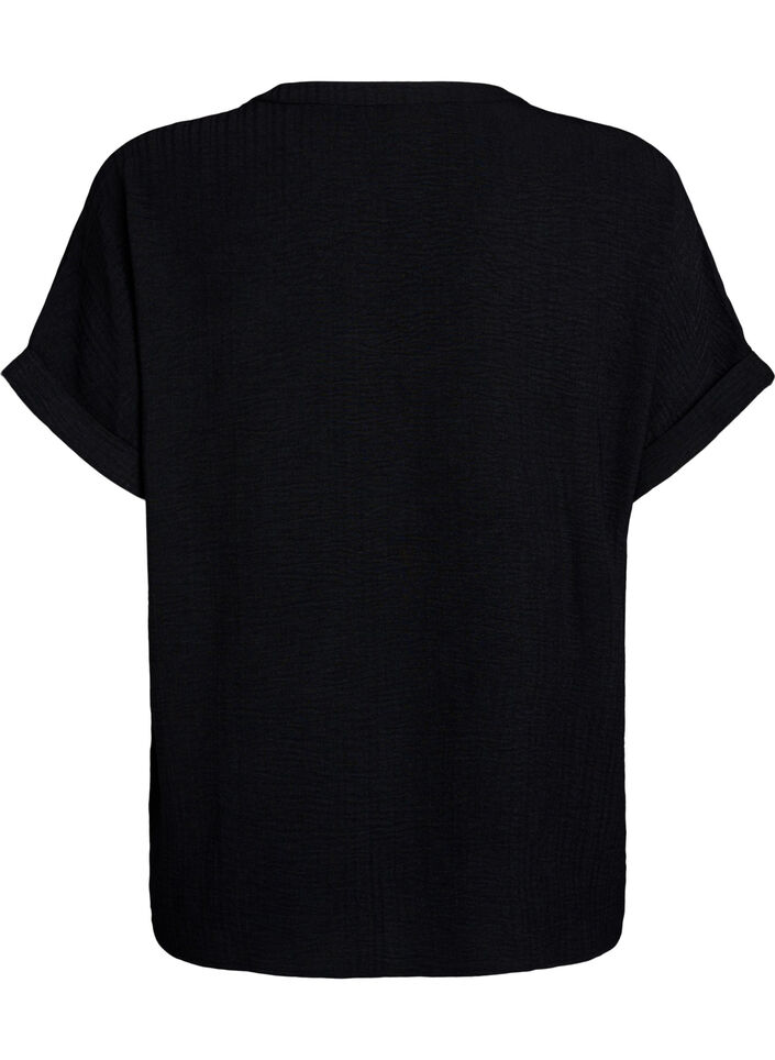 Loose blouse with short sleeves, Black, Packshot image number 1