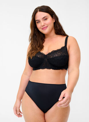 Underwire Emma bra with lace, Black, Model image number 2