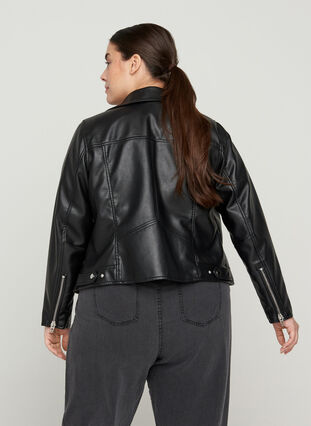 Short jacket in faux leather, Black, Model image number 1