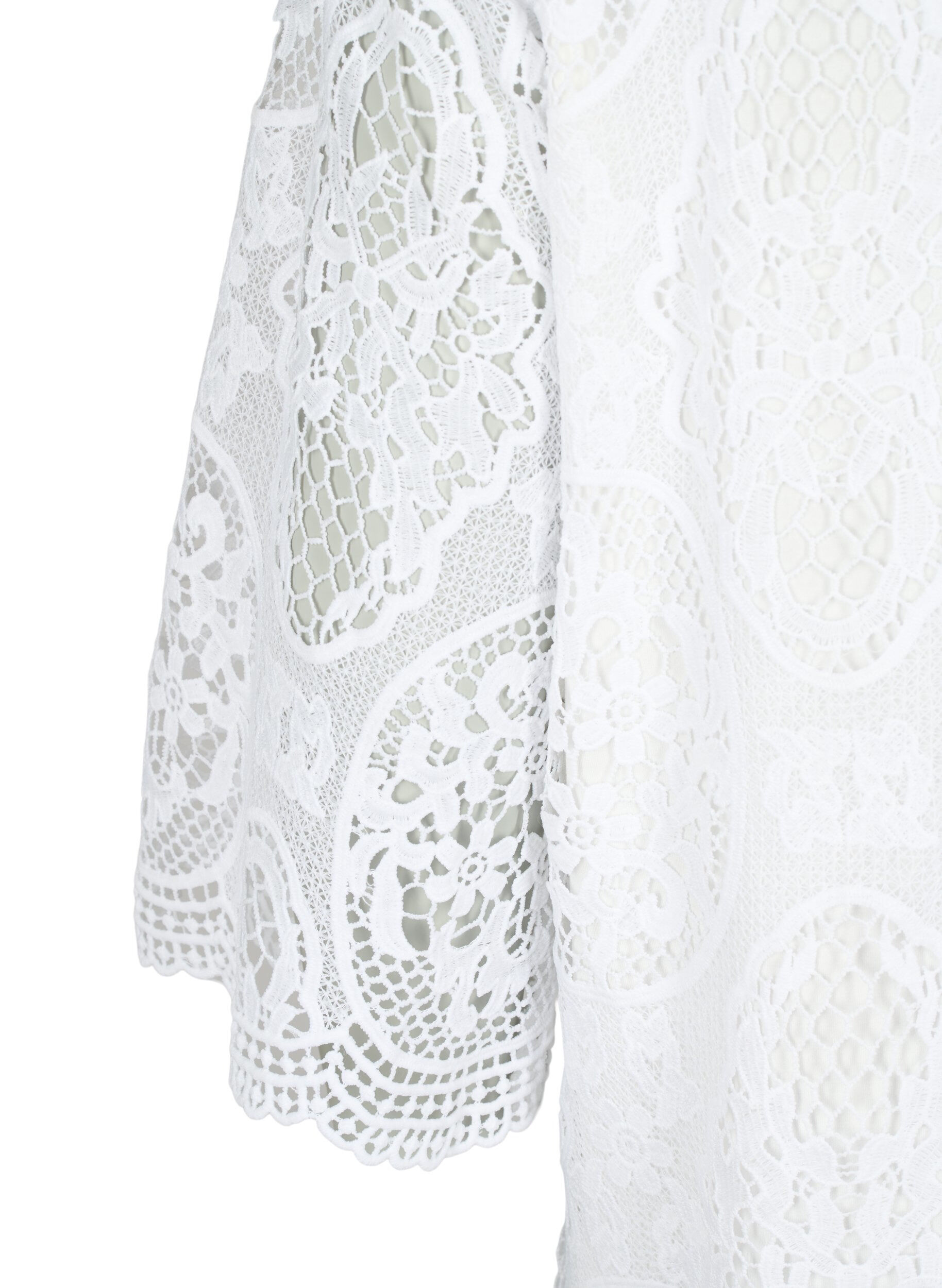 Zizzifashion Short-sleeved lace party dress, Bright White, Packshot image number 3
