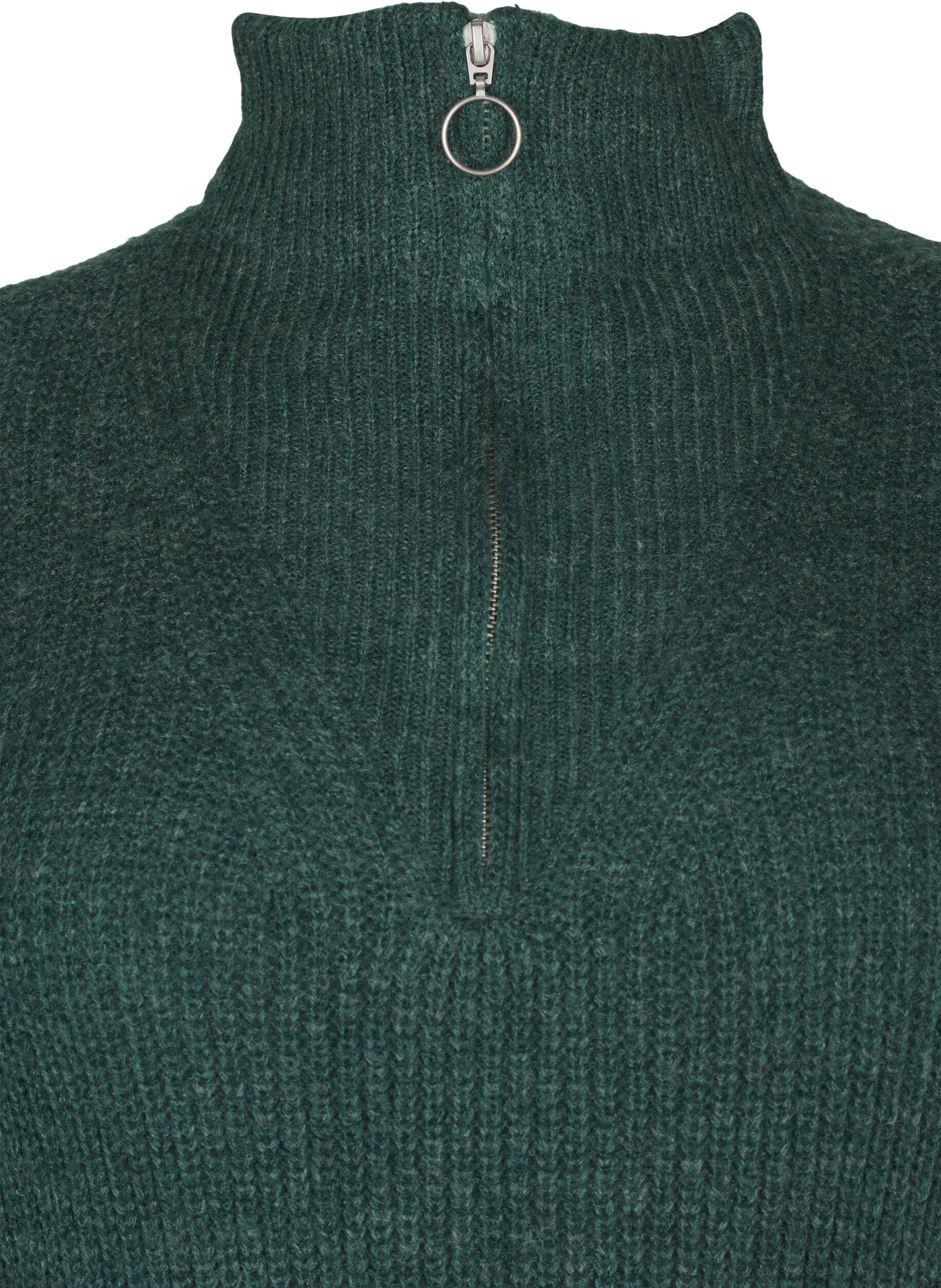 Zizzifashion FLASH - Knitted dress with high neck, Sea Moss Mel., Packshot image number 2