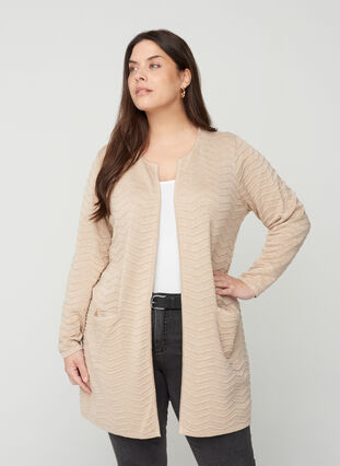Long knit cardigan with a pattern, Nomad as sample, Model image number 0