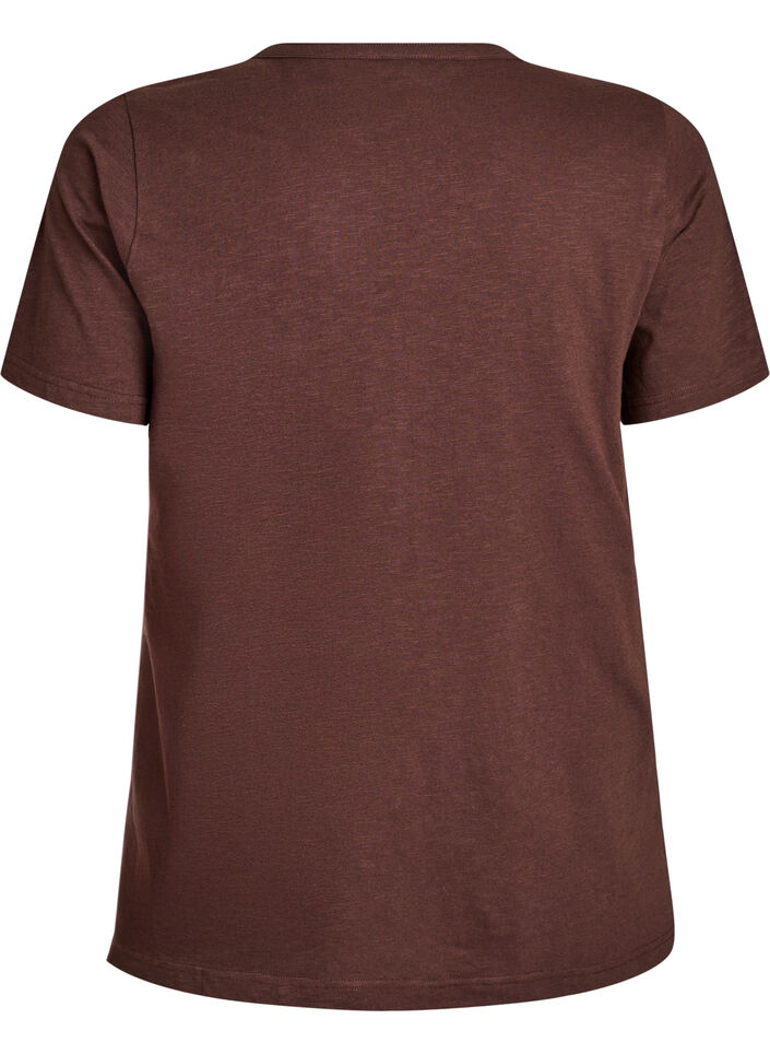 T-shirt with button detail, Brown, Packshot image number 1