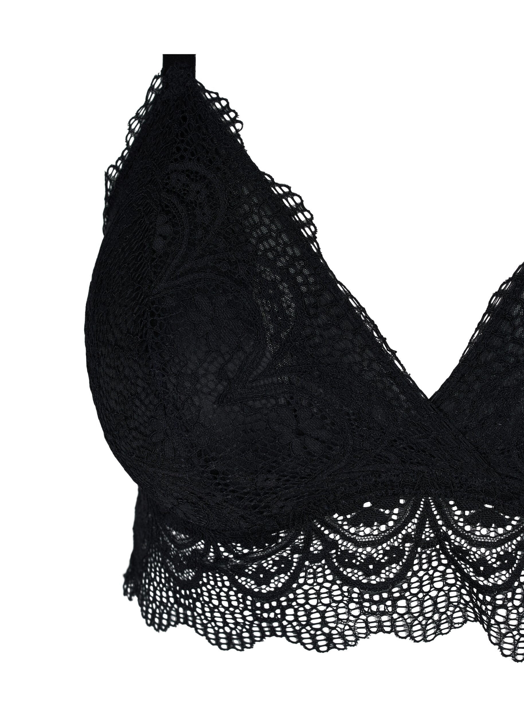 Zizzifashion Lace bra with removable inserts, Black, Packshot image number 2