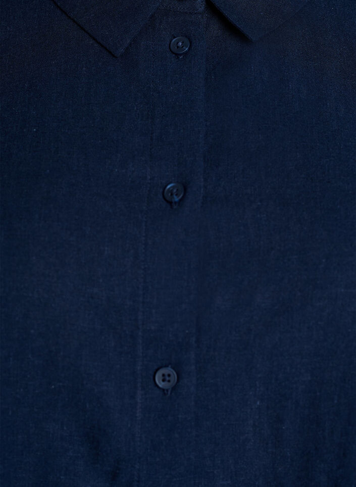 Short-sleeved shirt in linen and viscose, Blue, Packshot image number 2