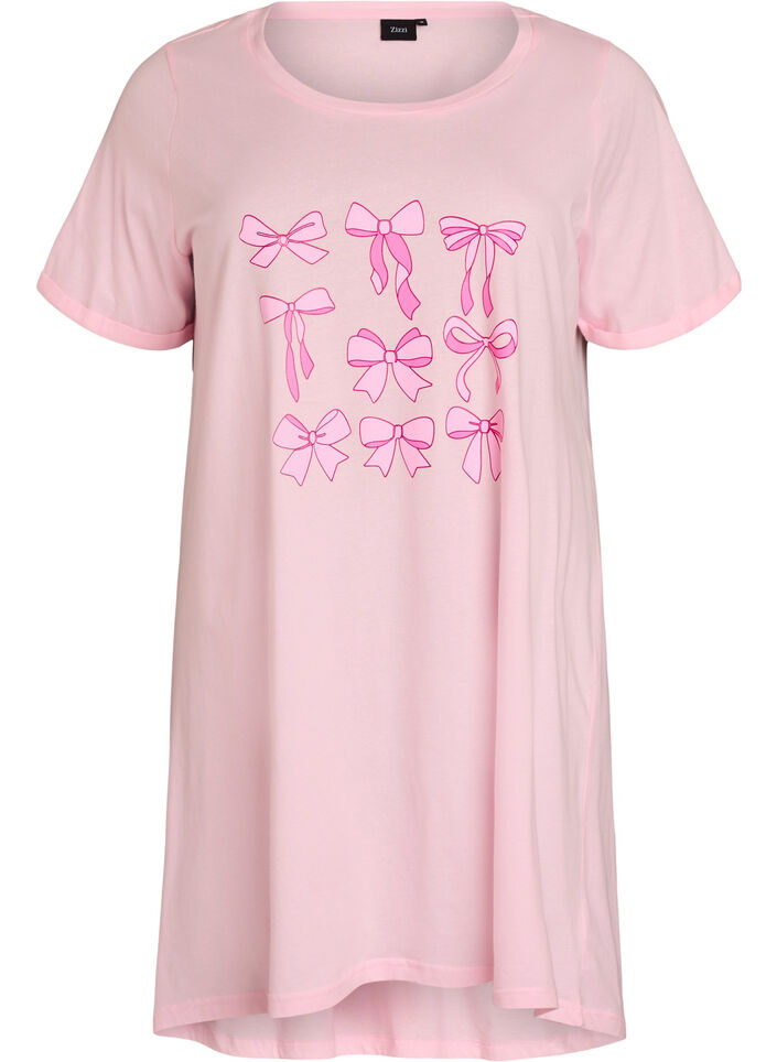 Short-sleeved nightgown in organic cotton, Rose, Packshot image number 0