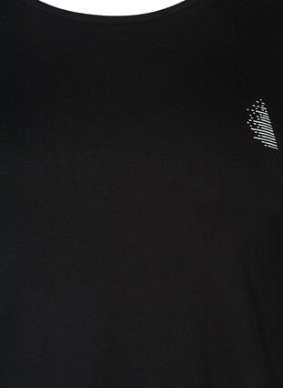 Sports top with mesh and print, Black, Packshot image number 2